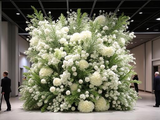 Modern floral installation at a corporate event.